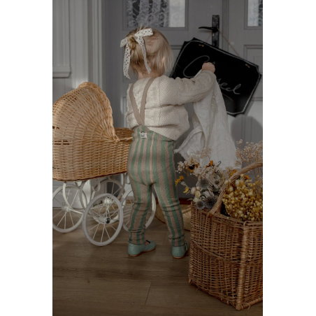 Collant à bretelles sans pieds | Matcha x Peanut Striped - Silly Silas