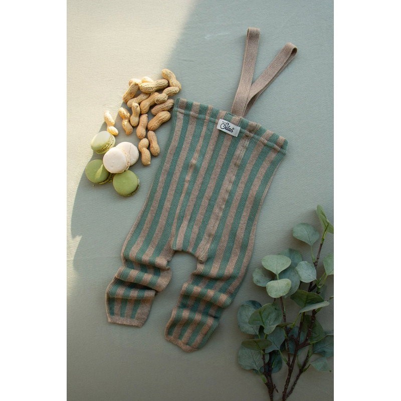Collant à bretelles sans pieds | Matcha x Peanut Striped