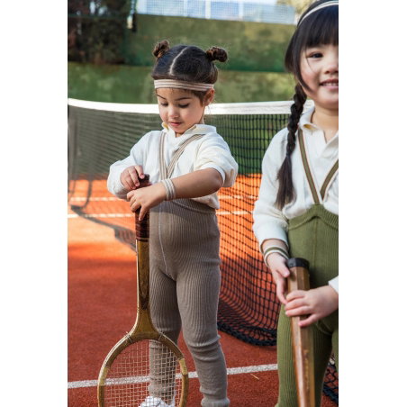 Collant à bretelles sans pieds | Oyster Grey Striped - Silly Silas