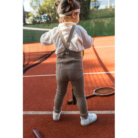 Collant à bretelles sans pieds | Oyster Grey Striped - Silly Silas