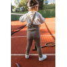 Collant à bretelles sans pieds | Oyster Grey Striped