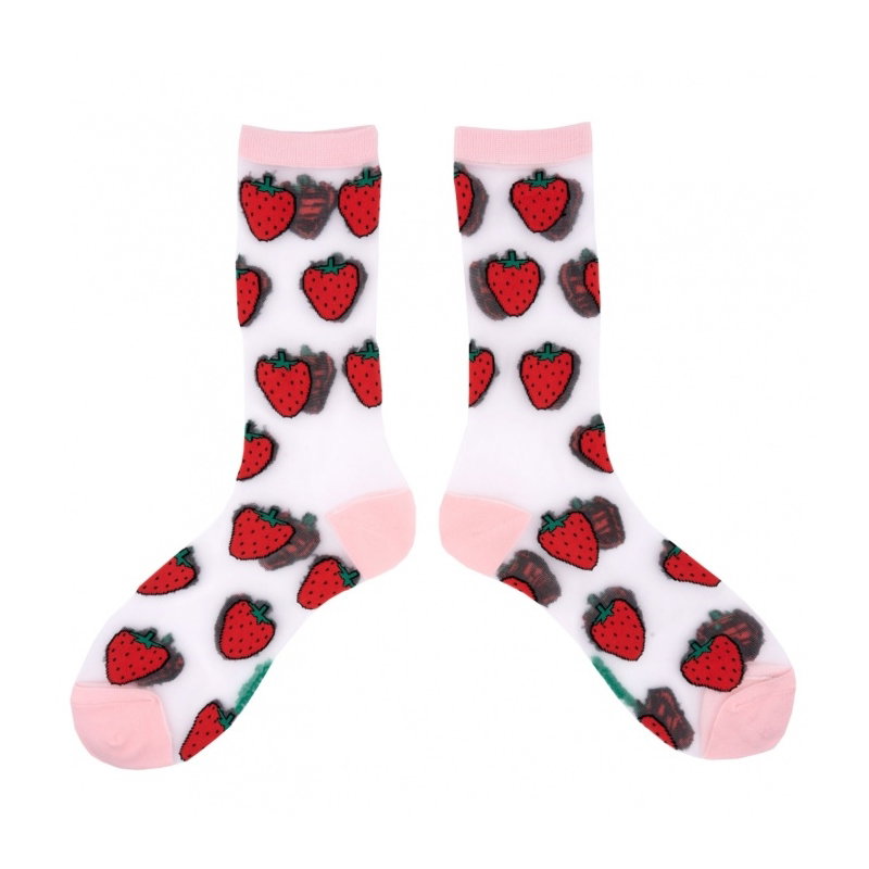 Chaussettes transparentes fraises