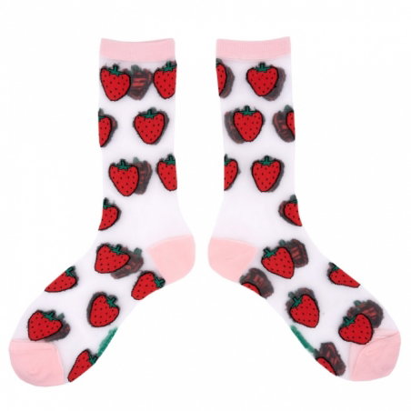 Chaussettes transparentes fraises - Coucou Suzette