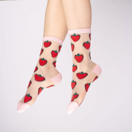 Chaussettes transparentes fraises - Coucou Suzette