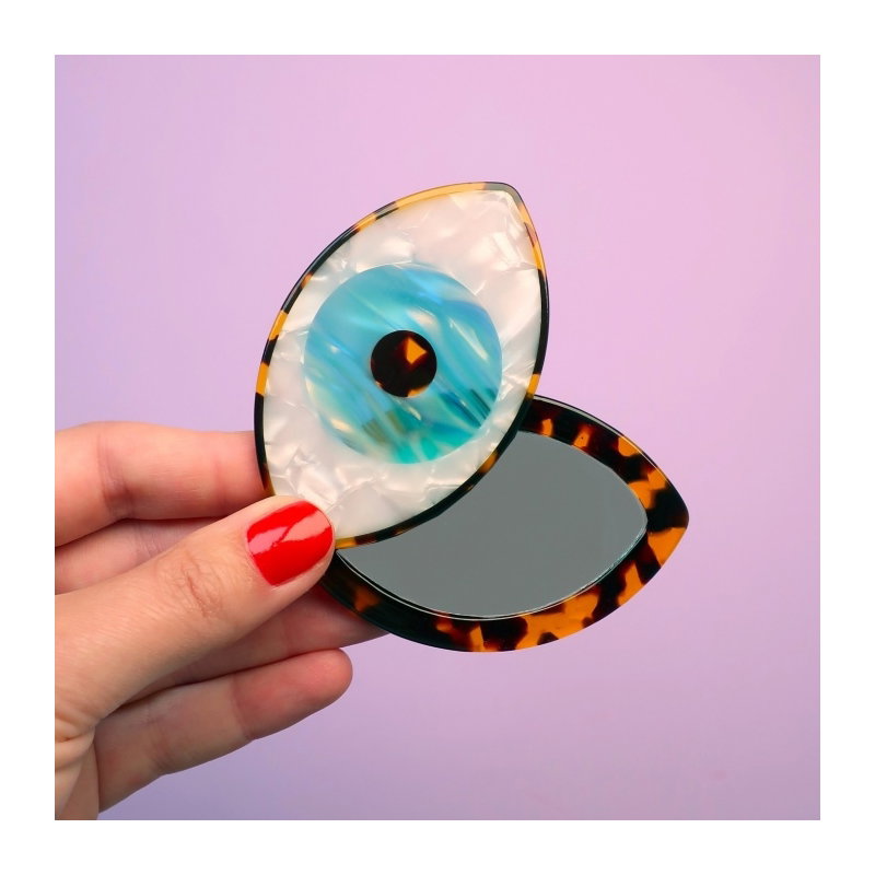 Miroir de poche oeil bleu