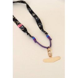 Cordon de téléphone César | Fleurs noir