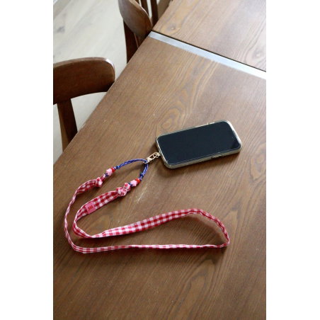 Cordon de téléphone César | Vichy rouge - Maho
