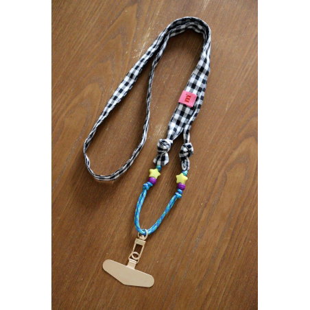 Cordon de téléphone César | Vichy noir - Maho