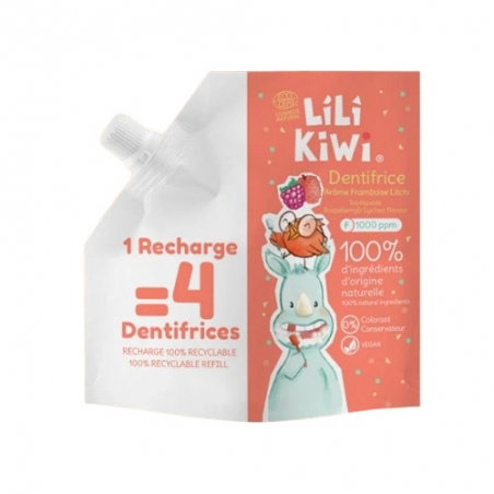 Recharge Dentifrice Fluor Enfant | Framboise-Litchi - LiliKiwi