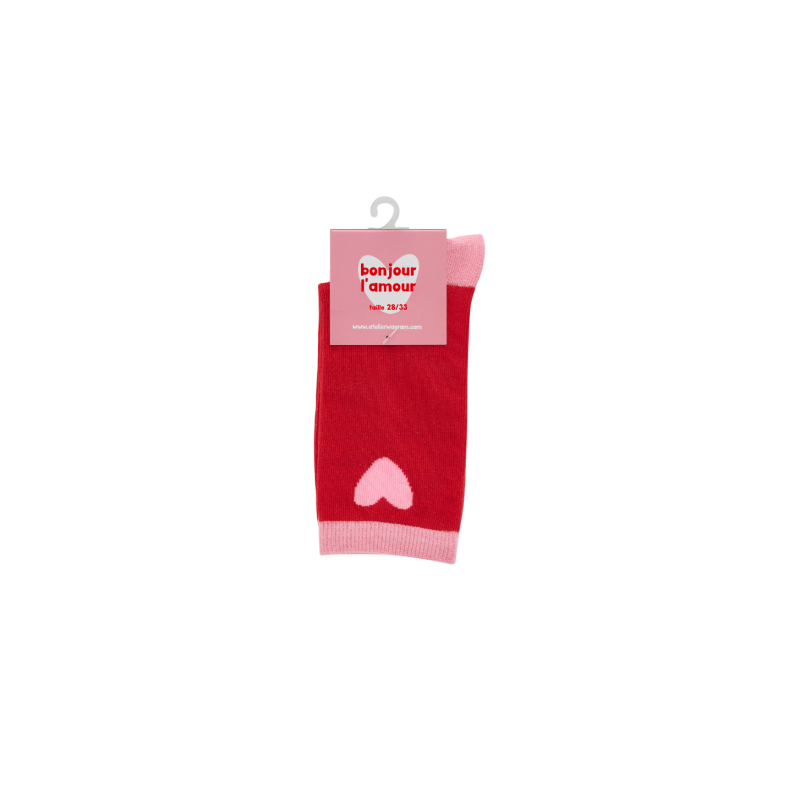 Chaussette enfant | Coeur rose