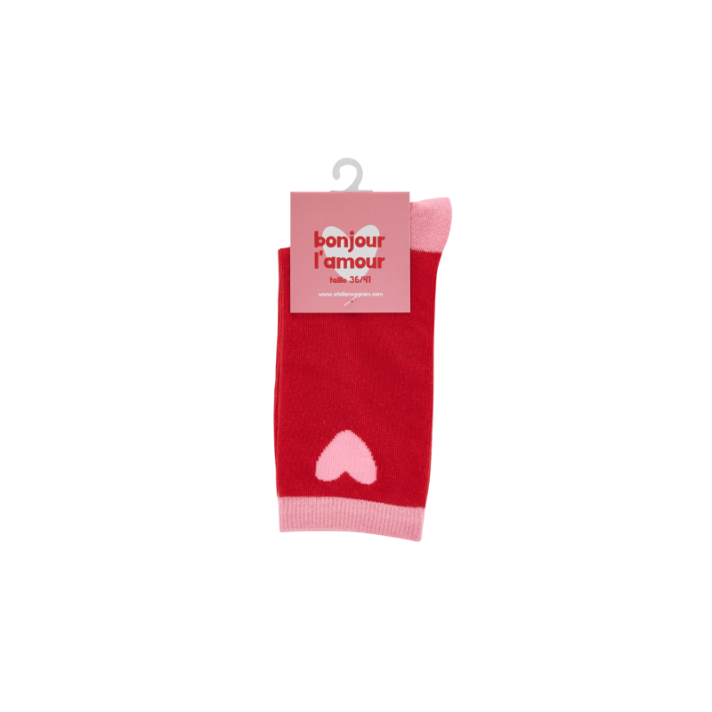 Chaussettes adulte | Coeur rose