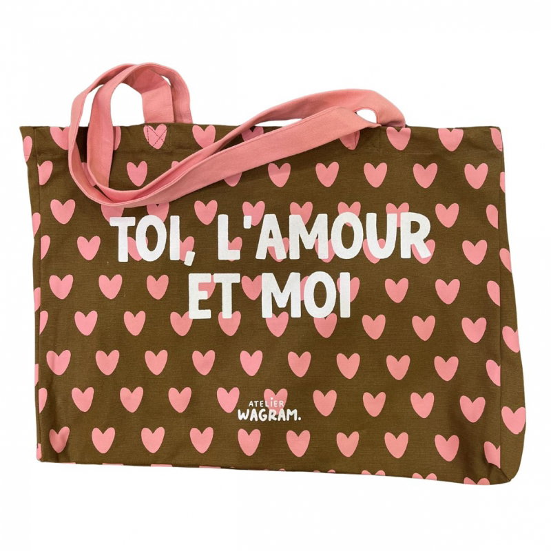 Sac Cabas XL | Toi, l'amour et moi marron