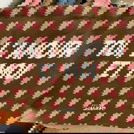 Sac Cabas XL | Toi, l'amour et moi marron - Atelier wagram