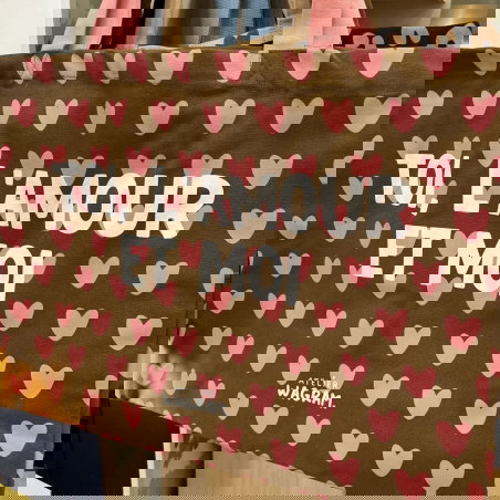 Sac Cabas XL | Toi, l'amour et moi marron - Atelier wagram