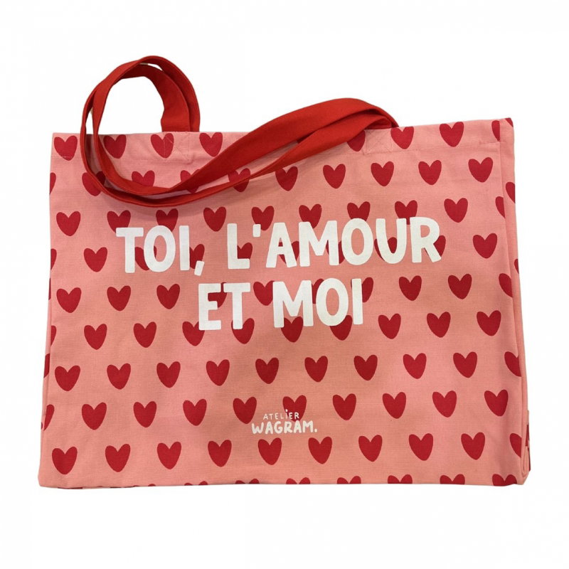 Sac Cabas XL | Toi, l'amour et moi rose