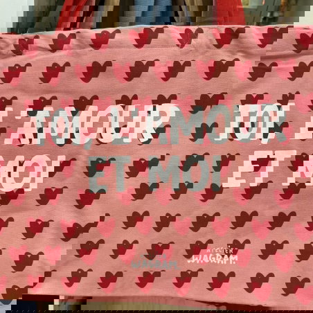 Sac Cabas XL | Toi, l'amour et moi rose - Atelier wagram