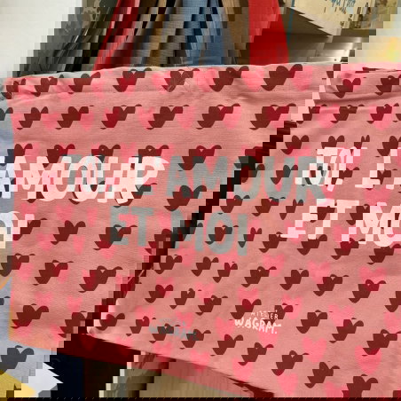 Sac Cabas XL | Toi, l'amour et moi rose - Atelier wagram