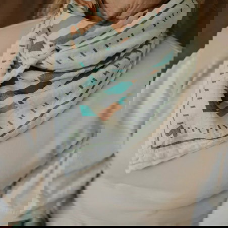 Foulard Grand format | Rayé vert - Rien que des bêtises