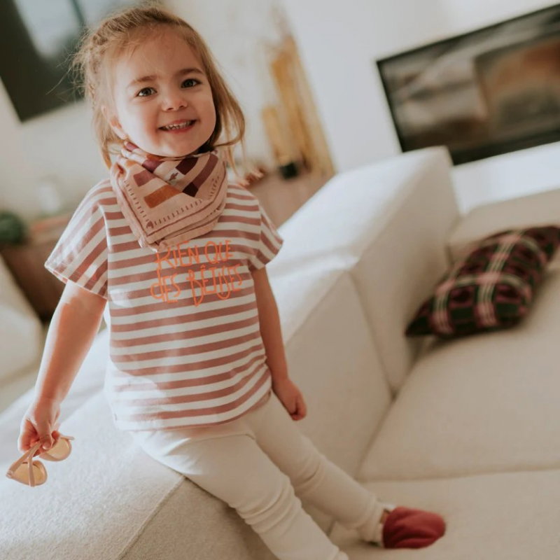 Foulard Petit format | Rayé rose