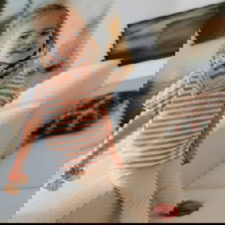 Foulard Petit format | Rayé rose - Rien que des bêtises