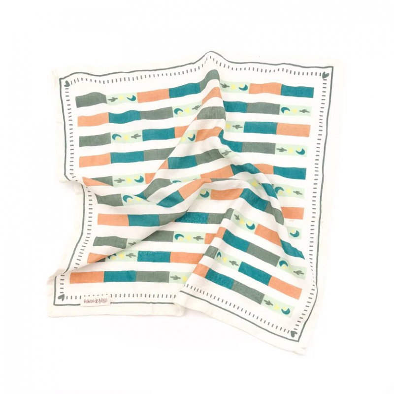 Foulard Petit format | Rayé vert