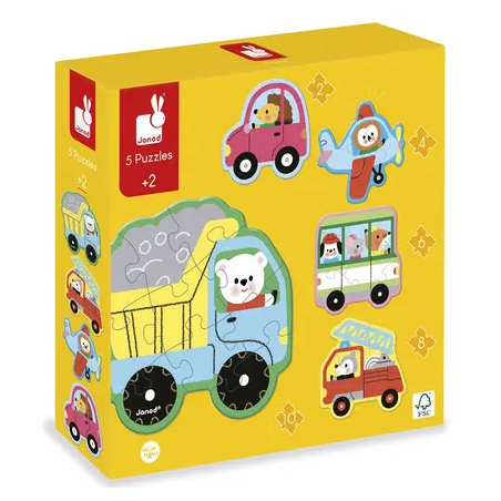 5 puzzles évolutifs | Véhicules - Janod