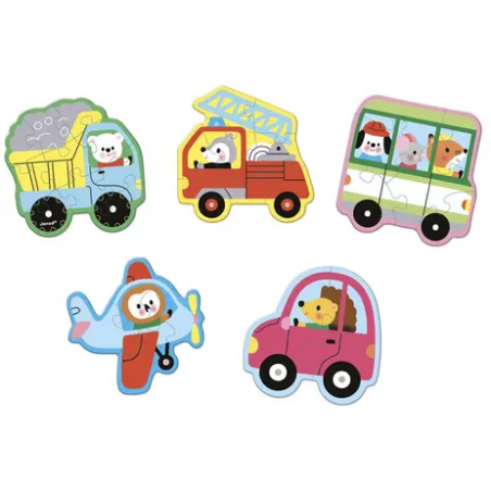 5 puzzles évolutifs | Véhicules - Janod