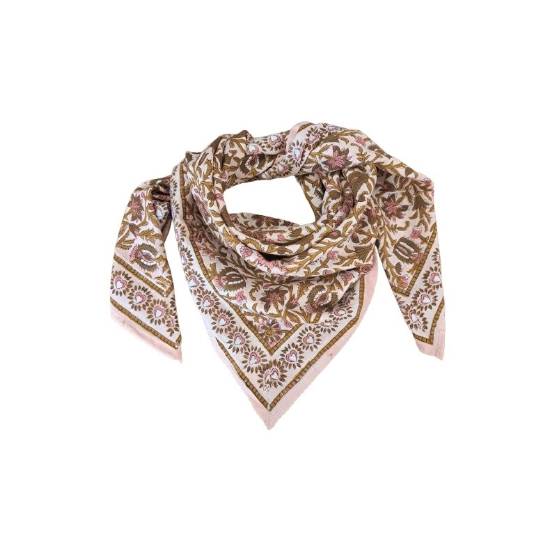 Foulard Grand format | Mina rose poudré
