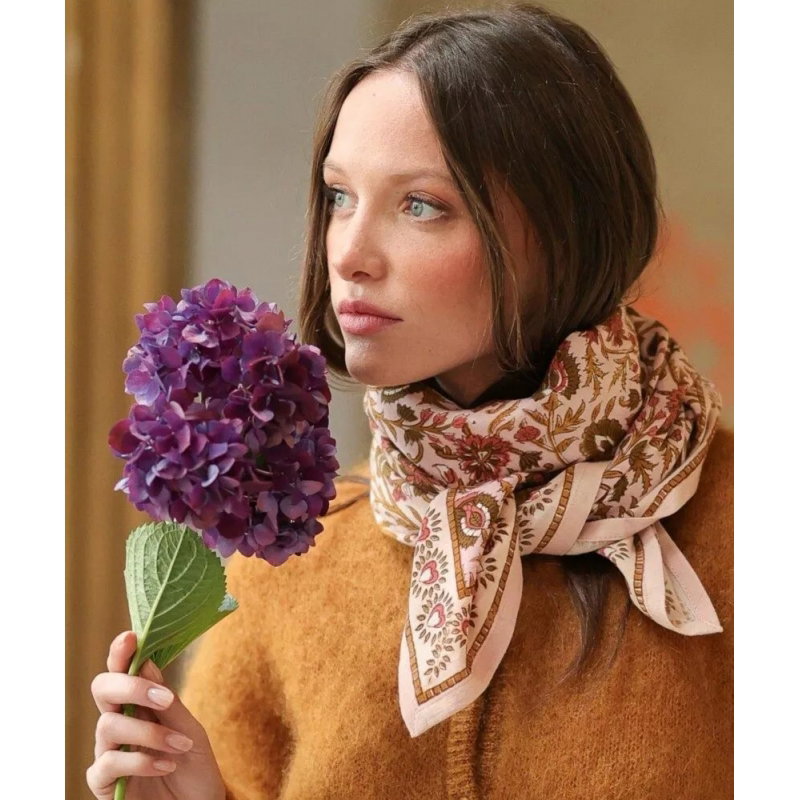 Foulard Grand format | Mina rose poudré