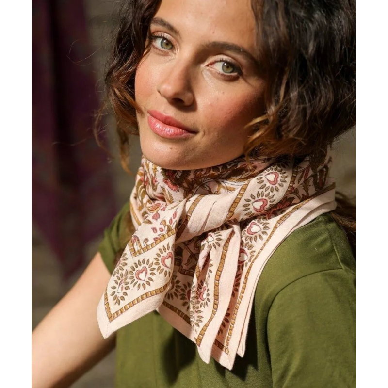 Foulard Grand format | Mina rose poudré