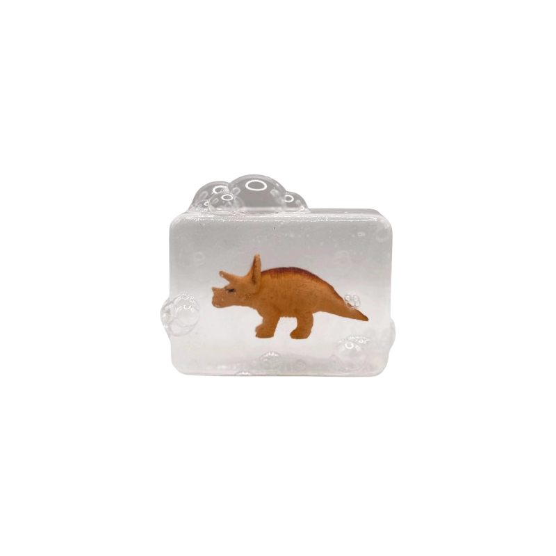 Savon Transparent Artisanal | Figurine Dinosaure Triceratops