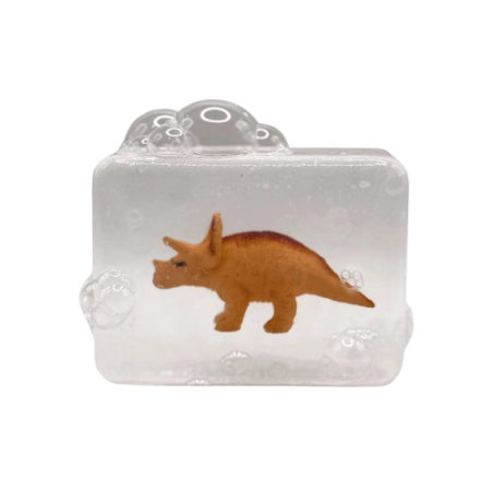 Savon Transparent Artisanal | Figurine Dinosaure Triceratops
