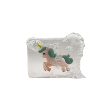 Savon Transparent Artisanal | Figurine Licorne Bleue