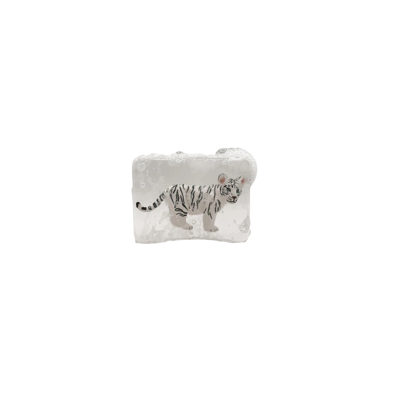Savon Transparent Artisanal | Figurine Tigre blanc