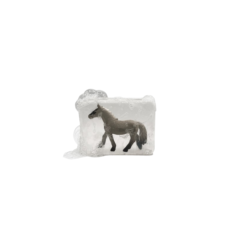 Savon Transparent Artisanal | Figurine Cheval gris