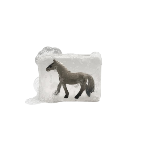 Savon Transparent Artisanal | Figurine Cheval gris