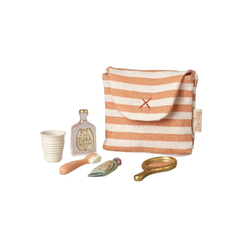 Trousse de toilettes | Rayé corail