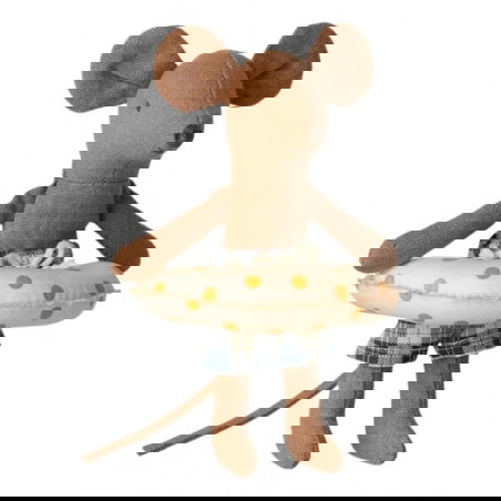 Petit frère souris avec bouée à pois jaunes - Maileg