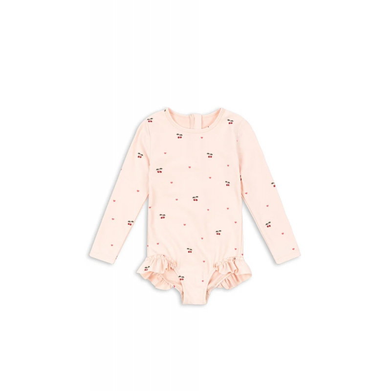 Maillot de bain manches longues | Cherry coeur rose