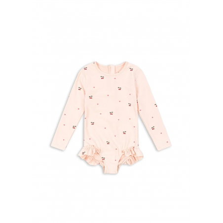 Maillot de bain manches longues | Cherry coeur rose - Konges Slojd