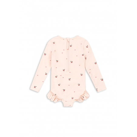 Maillot de bain manches longues | Cherry coeur rose - Konges Slojd