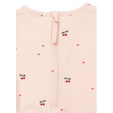 Maillot de bain manches longues | Cherry coeur rose - Konges Slojd