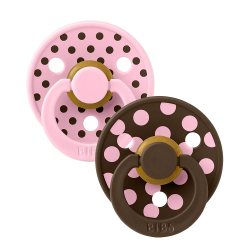 2 Tétines Bibs rondes | Polka Rose-Mocha