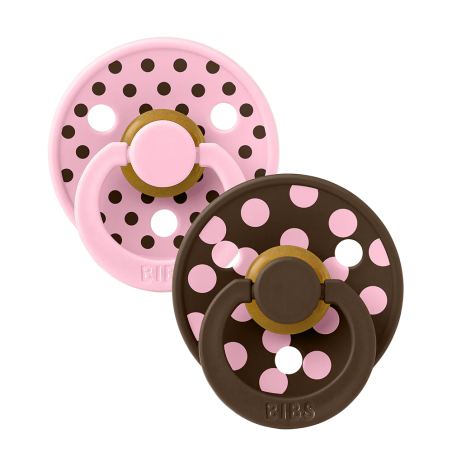 2 Tétines Bibs rondes | Polka Rose-Mocha