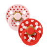 2 Tétines Bibs rondes | Polka Rose-Rouge