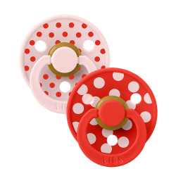 2 Tétines Bibs anatomiques | Polka Rouge-Rose