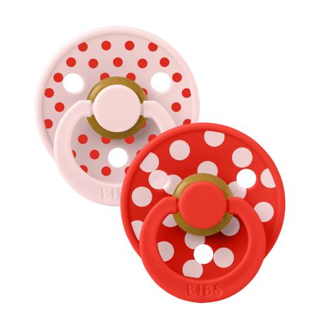 2 Tétines Bibs anatomiques | Polka Rouge-Rose - Bibs