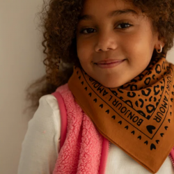 Foulard Petit Format | Fond marron léopard noir