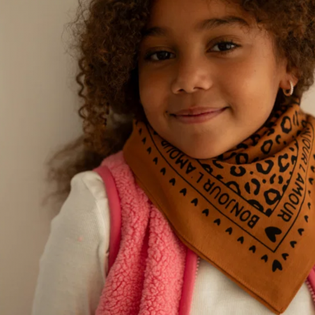 Foulard Petit Format | Fond marron léopard noir - Atelier wagram