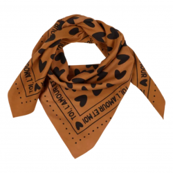 Foulard Grand Format | Fond marron coeur noir